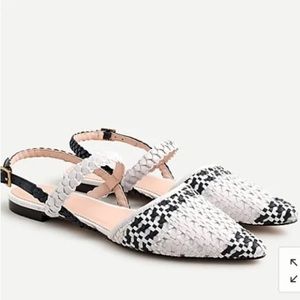 NIB J. Crew Women's Pointed Toe Woven Ankle Strap Mule Flats